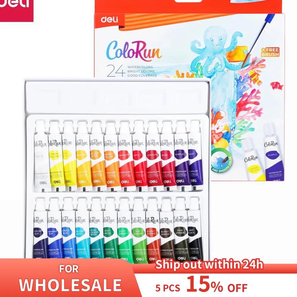 델리 하이 퀄리티 단색 수채화 페인트, 화려한 색상, 페인팅 도구, 미술 용품 그리기, 24 색, 5ml